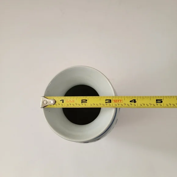 Blue & White Porcelain Chinoisery Bird Floral Pattern Vase Vessel - Picture 5 of 7